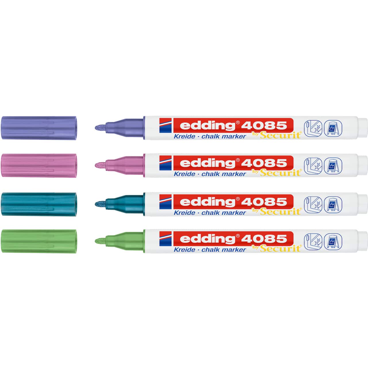 edding® by Securit® Metallic 4 Color 4085 Chalk Marker Set
